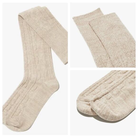 NWT Pudus FabFitfFun x Pudus Sweater Knee Socks Size 6-10 One Size Heather Cream - Picture 1 of 5